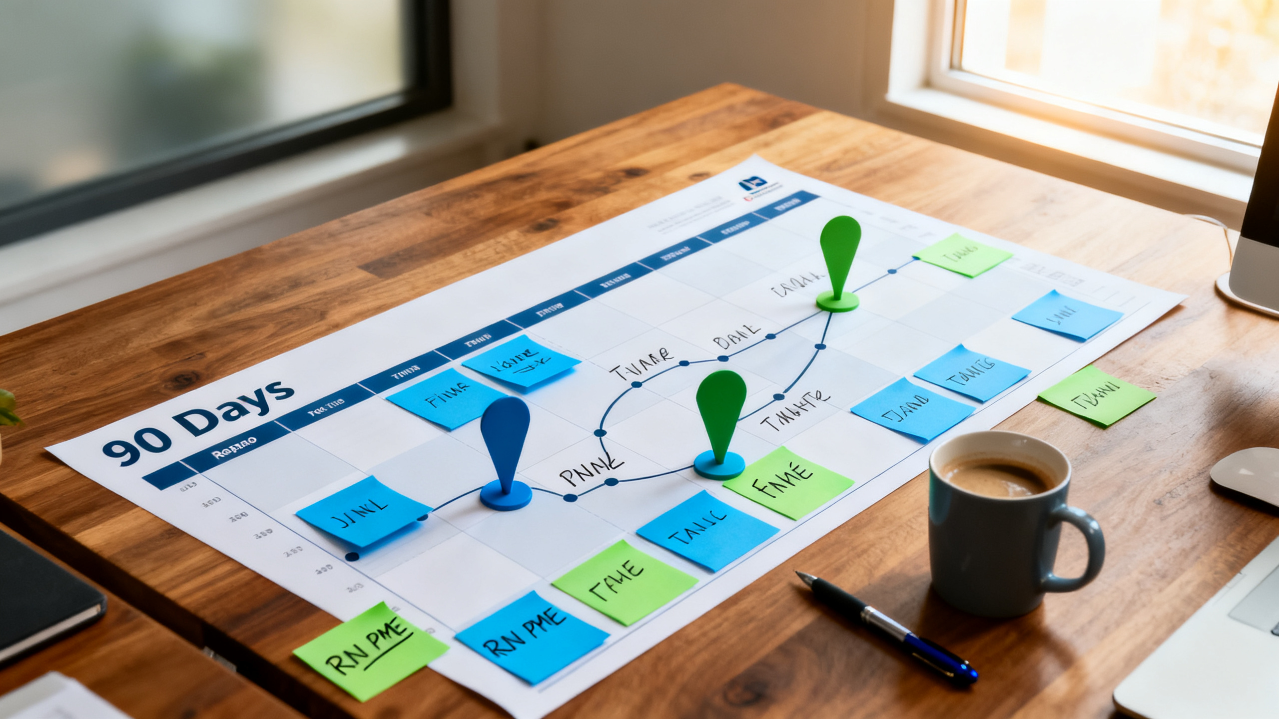 Planning roadmap 90 jours pour un plan de réduction de l'absentéisme en PME