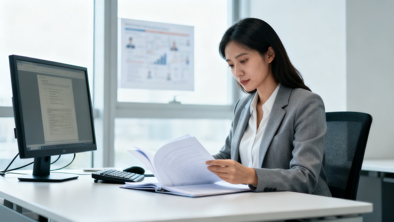 DRH examinant un dossier d'absence prolongée